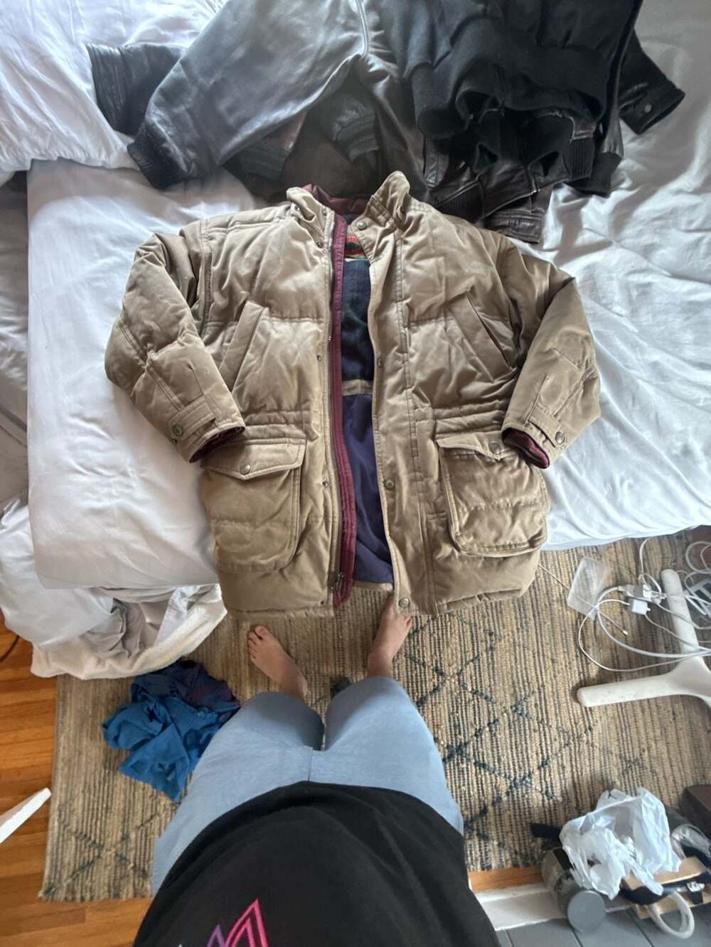 Vintage Boston Traders Tan Plaid-Lined Winter Field Parka